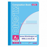 Sổ may dán gáy A4 - 420 trang; Klong 320 xanh ngọc