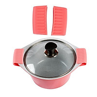 Bộ 4 nồi bằng đá Ceramic: nồi 1 tay cầm 18cm, Nồi 2 tay cầm 20-22-24cm tặng 1 cặp nhấc nồi sillicon (Nồi)