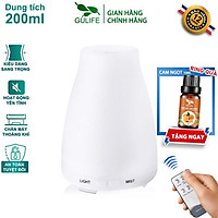 Máy Khuếch Tán Tinh Dầu Phun Sương Tạo Độ Ẩm Trụ Tròn Tặng Remote & Tinh Dầu GULIFE 10ml - GULIFE MKT23