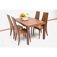 Bộ bàn ăn 4 ghế Nội Thất Nhà Bên NAN 12 140 x 85 x 75cm (Nâu)