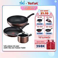 Combo 3 Nồi thân cao Tefal Day By Day G1436105 22cm & Chảo chiên Tefal Day By Day G1430605 28cm & Chảo xào Tefal Day By Day G1437705 26cm - Dùng mọi loại bếp - Chấm đỏ báo nhiệt thông minh - Hàng chính hãng