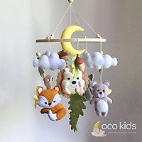 Đồ chơi treo nôi cho bé kích thích thị giác, treo nôi có nhạc tự xoay RỪNG XANH 5