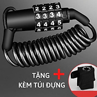 Khóa dây đa năng mã 4 số chống trộm siêu bền dài 1m5 kèm túi đựng