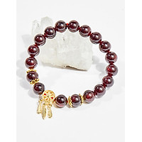 Vòng tay phong thủy nữ đá garnet charm dreamcatcher mạ vàng 24k 8mm mệnh hỏa , thổ - Ngọc Quý Gemstones