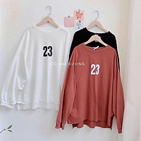 Áo thun xẻ vạt số 23 tay dài nữ basic kiểu dáng korea HOT