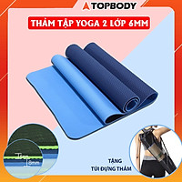 Thảm tập YOGA TPE đàn hồi nhiệt dẻo 2 lớp 6 mm cao cấp, gấp gọn tiện lợi, không kích ứng da, không độc hại, thân thiện với môi trường - hỗ trợ tập tại nhà và phòng tập thương hiệu TOPBODY chính hãng