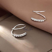 Khuyên tai nữ bạc đẹp ,bông hoa tai bạc xoắn đơn giản cá tính sáng đẹp Minh Thoa JEWELRY