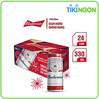 Thùng 24 Lon Bia Budweiser Chính Hãng (330ml/ lon)