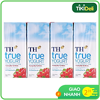 Lốc 4 sữa Chua Uống Tiệt Trùng Hương Dâu Tự Nhiên TH True Yogurt 180ml