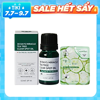 Tinh Dầu Tràm Trà Làm Giảm Mụn Và Ngăn Ngừa Mụn Some By Mi 30 Days Miracle Clear Spot Oil 10ml + Tặng kèm 1 mặt nạ dưỡng da Dưa leo 3W Clinic