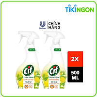 Combo Nước xịt vệ sinh 500ml x 2 CIF Thiên Nhiên Lau Bếp hương Chanh & Baking Soda Sạch Dầu Mỡ An Toàn