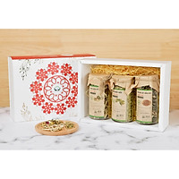 Hộp quà tặng trà hoa cao cấp – Set 8: Trà hoa atiso, Hoa hòe, Sơn mật hồng sâm