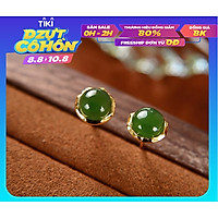 Bông tai ngọc bích xanh sát tai nhỏ xinh BT217
