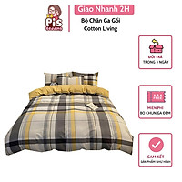 Bộ Chăn Ga Gối Cotton 100% K- Kẻ Ô Vàng