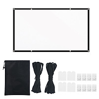 120-inch Portable HD Projector Screen 16:9 Projection Screen Foldable Durable White Wall Screen with Carrying Bag Rope