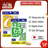 Combo SÁNG DA - MỜ THÂM DHC Nhật Bản gồm viên uống vitamin C và viên uống trắng da 30 ngày JN-DHC-CB1