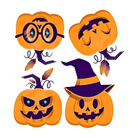 Halloween Pumpkins Decorative Wall Art Sticker Novelty Background Creative Children's Room Wall Self-adhesive Cartoon Sticker
