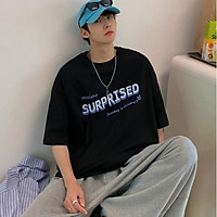 Áo phông nam nữ unisex form rộng tay lỡ thun teen cổ tròn oversize cotton giá rẻ basic đen trắng tee pull SURPRISED