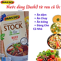 Nước Dùng Hữu Cơ Massel Từ Rau Củ Gia Vị Bò - Nước Dashi Của Úc Massel Low Fodmap Certified Organic Liquid Beef Stock 1L- Nấu Được Món Chay, Món Mặn Cho Cả Gia Đình Và Dùng Nấu Bột Ăn Dặm Cho Bé