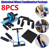 8/7PCS AB Wheel Roller Kit with Push-Up Bar Jump Rope Hand Gripper And Knee Pad Abdominal Core Carver Fitness Workout Home Fitness Muscle Training Set