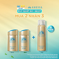 Bộ đôi 2 Kem chống nắng dạng sữa dưỡng da bảo vệ hoàn hảo Anessa Perfect UV Sunscreen Skincare Milk SPF 50+ PA++++ 60ml