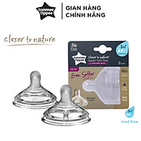 Núm ty silicon siêu mềm tự nhiên cho bé Tommee Tippee Closer to Nature Medium Flow 3-6 tháng (vỉ đôi)