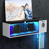 Bộ nhả kem đánh răng tiệt khuẩn bằng tia cực tím (tiệt khuẩn cả cốc+ bàn chải) - Kệ đựng bàn chải đánh răng