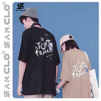 Áo thun tay lỡ nữ SAM CLO freesize - phông form rộng Unisex, mặc lớp, nhóm, cặp, in hình hoa cúc chữ FRIDAY THERAPY
