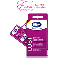 Bao Cao Su Ritex Lust Dotted and Ribbed Gân Gai Chấm Nổi Đan Xen, Hộp 8 Chiếc Đức