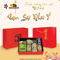 Quà Tết Smile Nuts - Vạn Sự Như Ý 3.2 (Gồm: Hạt Dẻ Cười 500g, Mix Nhân Hạt Khô 500g, Hạnh Nhân Mỹ Tách Vỏ 500g, Mận Khô Chile 315g, Macca Úc 454g, Nho Vàng Chile 350g) - Tặng kèm dây treo Chúc Mừng Năm Mới