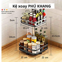 Kệ gia vị xoay 360 độ 2 Tầng/3 Tầng kệ để đồ nhà bếp thông minh dáng vuông tròn