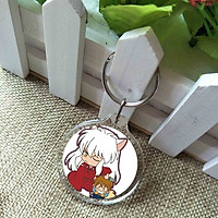 ( Tròn ) Móc treo chìa khóa in hình INUYASHA anime chibi Khuyển Dạ Xoa xinh xắn tiện lợi