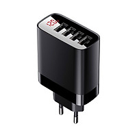 Cóc củ sạc nhanh 30W 4 cổng USB hiệu Baseus Mirror Lake cho điện thoại / máy tính bảng iPhone iPad Samsung Huawei Oppo Xiaomi Vivo (sạc nhanh QC 3.0 & 2.4A / Port USB, Max 6A, LED display) - Hàng nhập khẩu