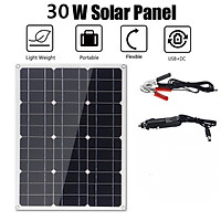 18V & 5V 30W single crystal flexible solar panel with single USB and DC in-line