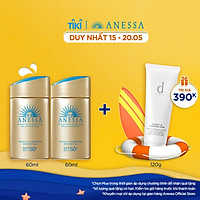 Bộ đôi 2 Kem chống nắng dạng sữa dưỡng da bảo vệ hoàn hảo Anessa Perfect UV Sunscreen Skincare Milk SPF 50+ PA++++ 60ml