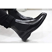 Giày Nam Chelsea Boot Cao Cổ Cao Câp SHOES 2H - 54 - Da Bò Thật Trơn Xịn Không Nhăn Màu Đen