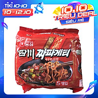 Bịch 5 Gói Mì Trộn Tương Đen Chapagetti Cay Sachun Nongshim Hàn Quốc 137G X 5