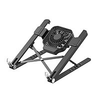 Laptop Stand with Cooling Fan Folding Portable Laptop Bracket 5-level Height Adjustable Desktop Cooling Holder White