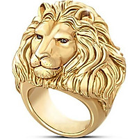 Nhẫn nam titan mạ vàng 24k hình sư tử