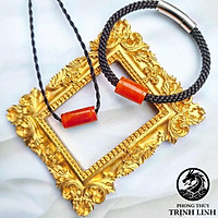 VÒNG TAY LU THỐNG VUÔNG NG.ỌC C.ẨM THẠ.CH HUYẾT ĐỎ CAM