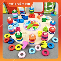 Đồng Hồ Cột Tính Đồ Chơi Gỗ Montessori ,Màu Sắc Đẹp,Luyện Kỹ Năng Tay,Học Màu Sắc,Số Đếm