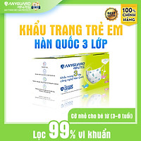 Khẩu Trang Trẻ Em Anyguard Hàn Quốc 3 Lớp Chính Hãng (Cho Bé Dưới 7 Tuổi - Hộp 50 Chiếc)-베이비 마스크 - Face Mask For Kids Under 7 yearsold-ISO 9001:2015, ISO 13485:2016, QCVN 01:2017/BTC