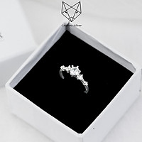 Nhẫn Bạc Nữ Cao Cấp S99 CaoBac Silver Họa Tiết Ổ Đá Cạnh 2 Đá - NNU08