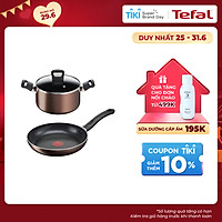 Bộ 2 Nồi,Chảo chiên Tefal Day By Day 20-28 cm - Dùng mọi loại bếp - Chấm đỏ báo nhiệt thông minh - Hàng chính hãng