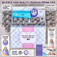 50Pcs/Set 23 Kinds Russia Cake Nozzles Set Nozzle Bakeware Icing Piping Tips Baking Pastry Cake Decorating Tools Specification:a set of 50 pieces of 23 Russian models