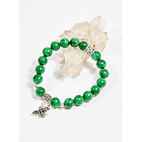 Vòng tay phong thủy nữ đá cẩm thạch sơn thủy charm ong 8mm mệnh hỏa , mộc - Ngọc Quý Gemstones