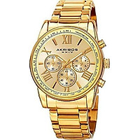 Akribos Multifunction Stainless Steel Chronograph Watch - 3 Sub-Dials Complications Quartz - Men's Heavy Bracelet Watch - AK865