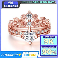 Nhẫn Nữ Vương Miện 2 in 1 Cao Cấp Đính Kim Cương Nhân Tạo Zircon Cao Cấp - Chất Liệu Hợp Kim Mạ Vàng - Phong Cách Quý Phái Chanh Sả Không Kém Phần Quyến Rũ - Phụ Kiện Thời Trang Nữ Siêu Sành Điệu