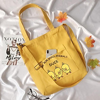 Túi Vải Tote Có Dây Đeo Chéo Vịt Vàng Duck Cute
