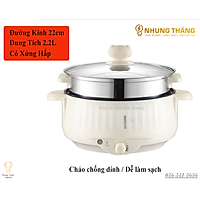 Nồi Lẩu Mini Cắm Điện Đa Năng MX-22A ; MX-26A - Lớp Chống Dính - Phù hợp 2-4 Thành Viên - Tặng Kèm Xửng Hấp - Có Video